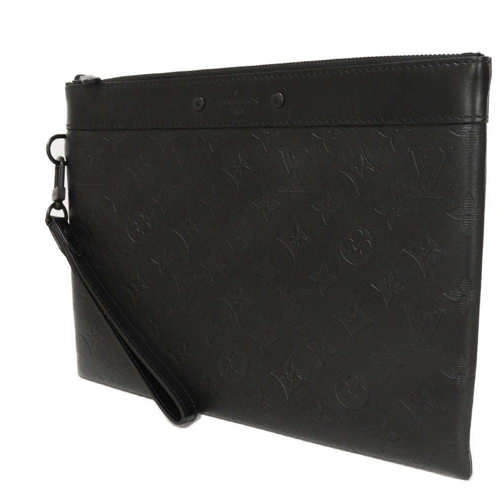 LOUIS VUITTON Clutch bag M81570 Shadow leather (monogram embossing) Noir Current LV logo black strap RFID Monogram shadow pochette to go mens