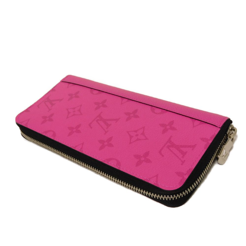 LOUIS VUITTON Long Wallet Purse M30780 Taiga leather x monogram canvas Rose Neon Pink New Zip Around Taiga Lama Monogram Zippy Wallet Vertical mens
