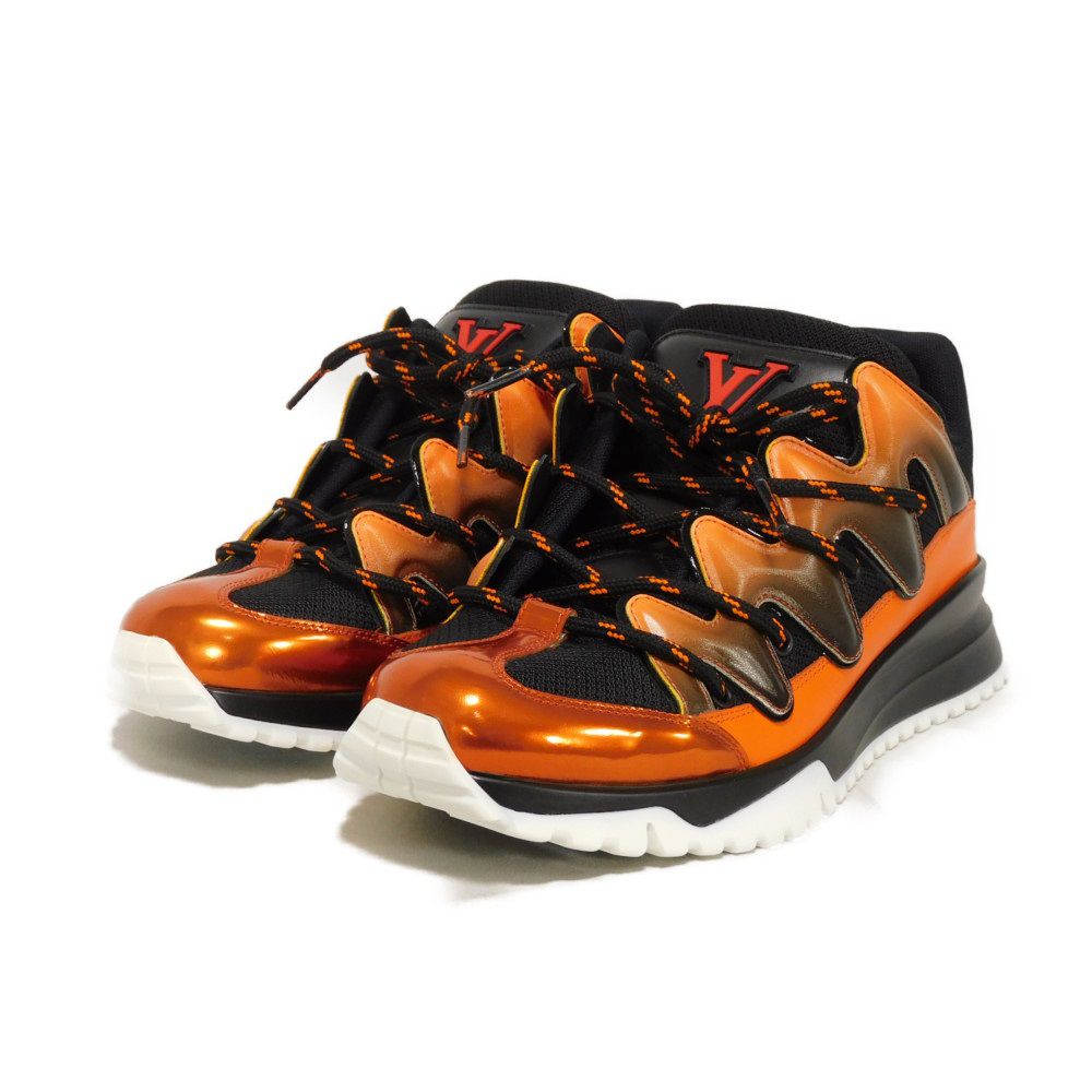 LOUIS VUITTON sneakers Calf leather x rubber Orange LV logo Zigzag Lines 6