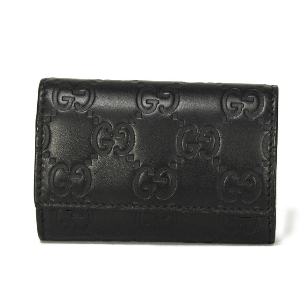 GUCCI Key case Key holder  138093 Calf leather black GG Shima Guccissima 6-ring keychain