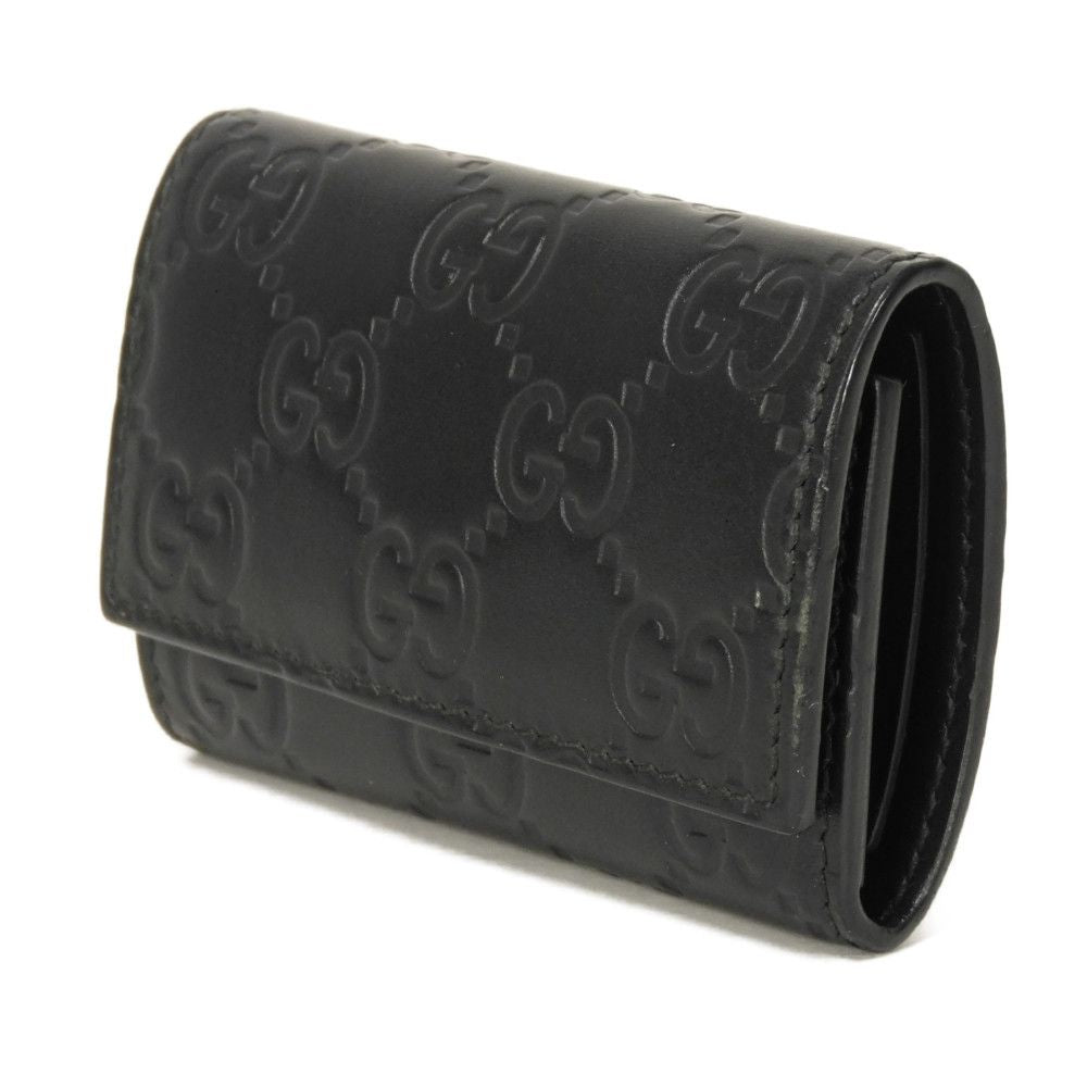 GUCCI Key case Key holder  138093 Calf leather black GG Shima Guccissima 6-ring keychain