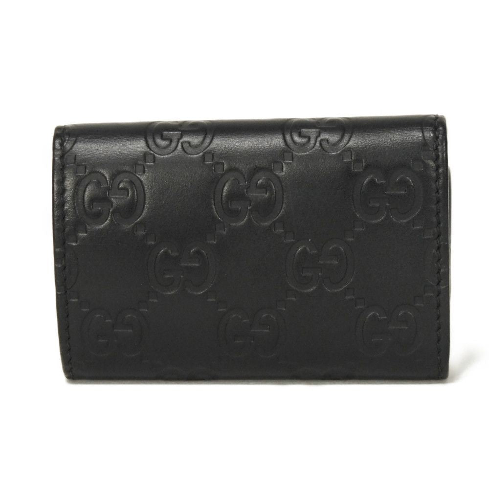 GUCCI Key case Key holder  138093 Calf leather black GG Shima Guccissima 6-ring keychain