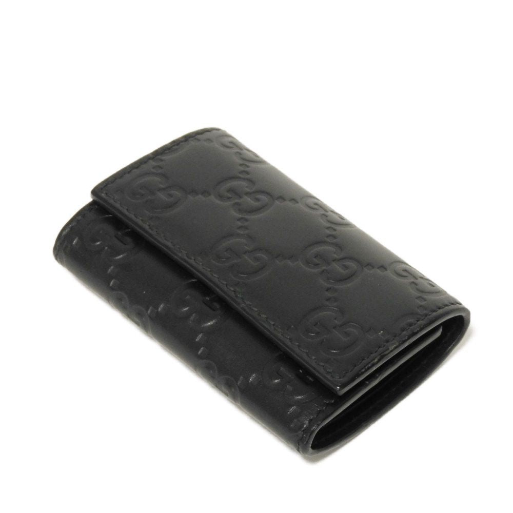 GUCCI Key case Key holder  138093 Calf leather black GG Shima Guccissima 6-ring keychain