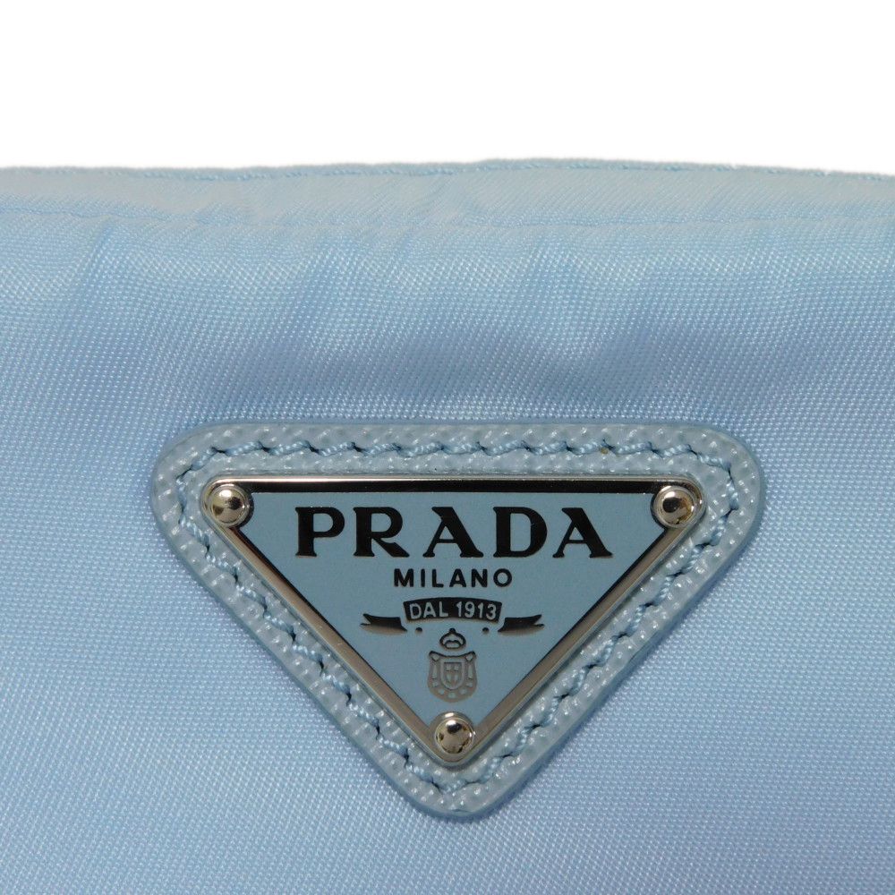 PRADA Clutch bag 1ND339 R067 F0076 recycled polyamide Light blue Current nylon pastel RFID in good condition Triangle logo Micro Re-Nylon Pouch unisex(Unisex)