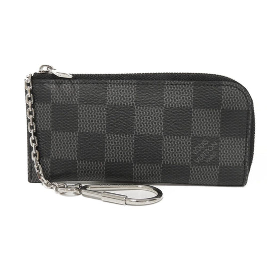 LOUIS VUITTON Coin case N61235 Damier Graphite Canvas Noir logo black checkered key ring unused Damier Graphite Pochette cree mens