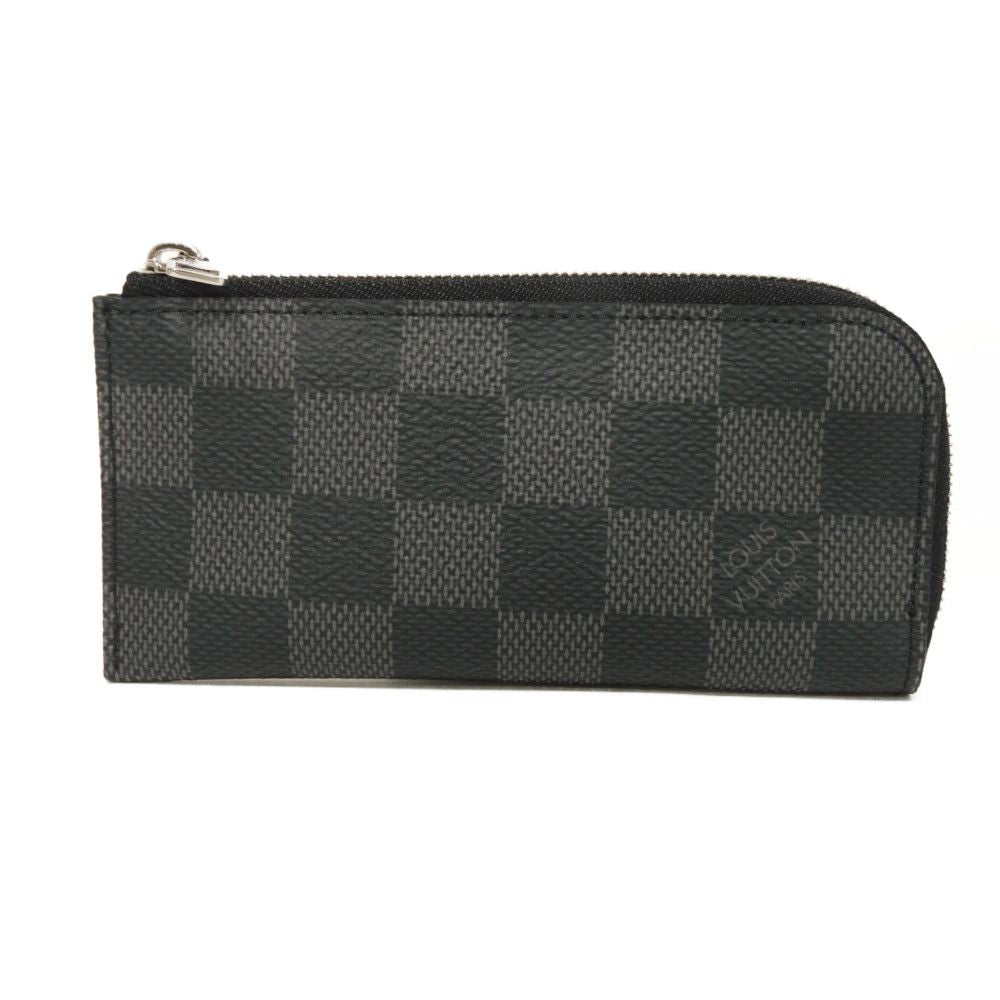 LOUIS VUITTON Coin case N61235 Damier Graphite Canvas Noir logo black checkered key ring unused Damier Graphite Pochette cree mens