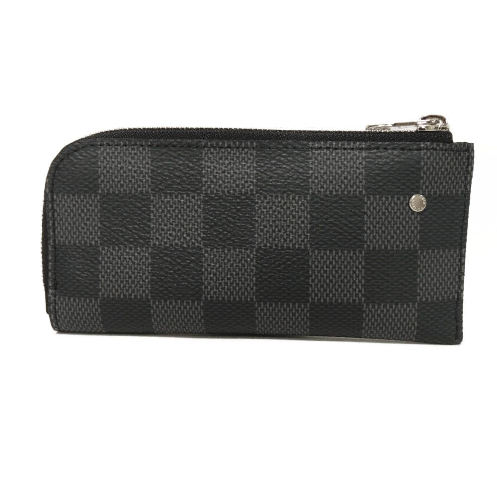 LOUIS VUITTON Coin case N61235 Damier Graphite Canvas Noir logo black checkered key ring unused Damier Graphite Pochette cree mens