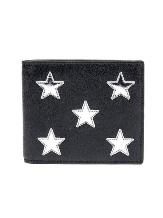 Luxury Saint Laurent Trending 2025 Glow Star Patch Half Wallet Black