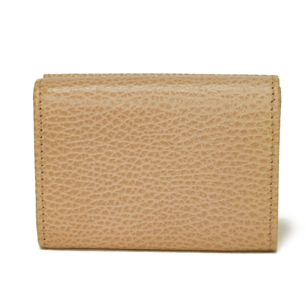 GUCCI Tri-fold wallet 735212 Textured leather pink beige GG Marmont Double G Compact Wallet