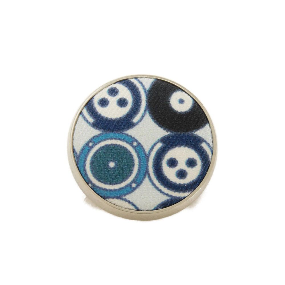 HERMES Brooch silk blue logo engraving Liverpool PM