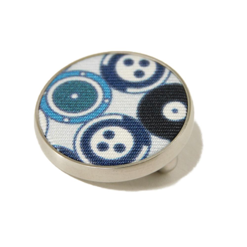 HERMES Brooch silk blue logo engraving Liverpool PM