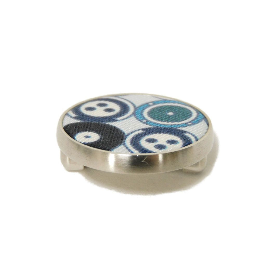 HERMES Brooch silk blue logo engraving Liverpool PM