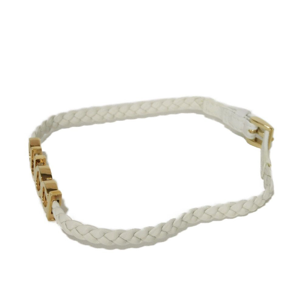 GUCCI Necklace 684630 IAAA1 8078 Calf leather white Logo metal logo INTRECCIATO choker