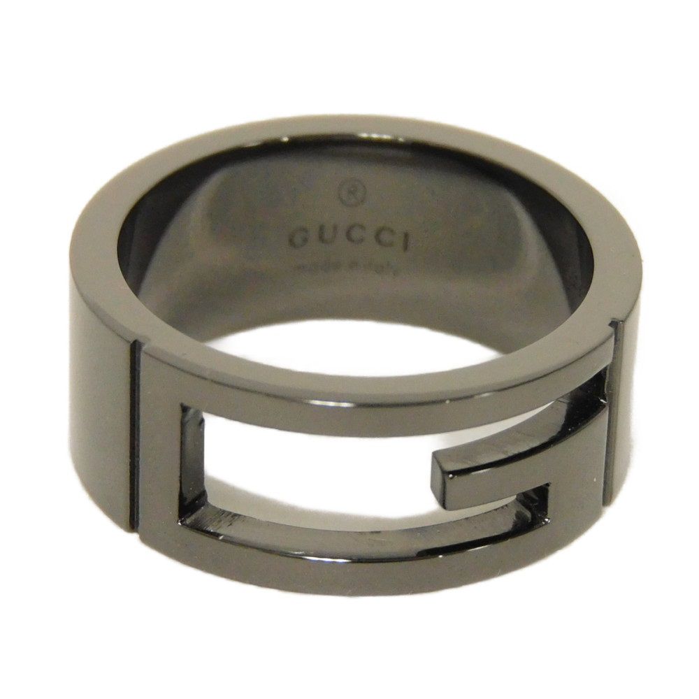 GUCCI Ring 224028 J8400 8195 AG925 Gunmetal Blunted Cutout G