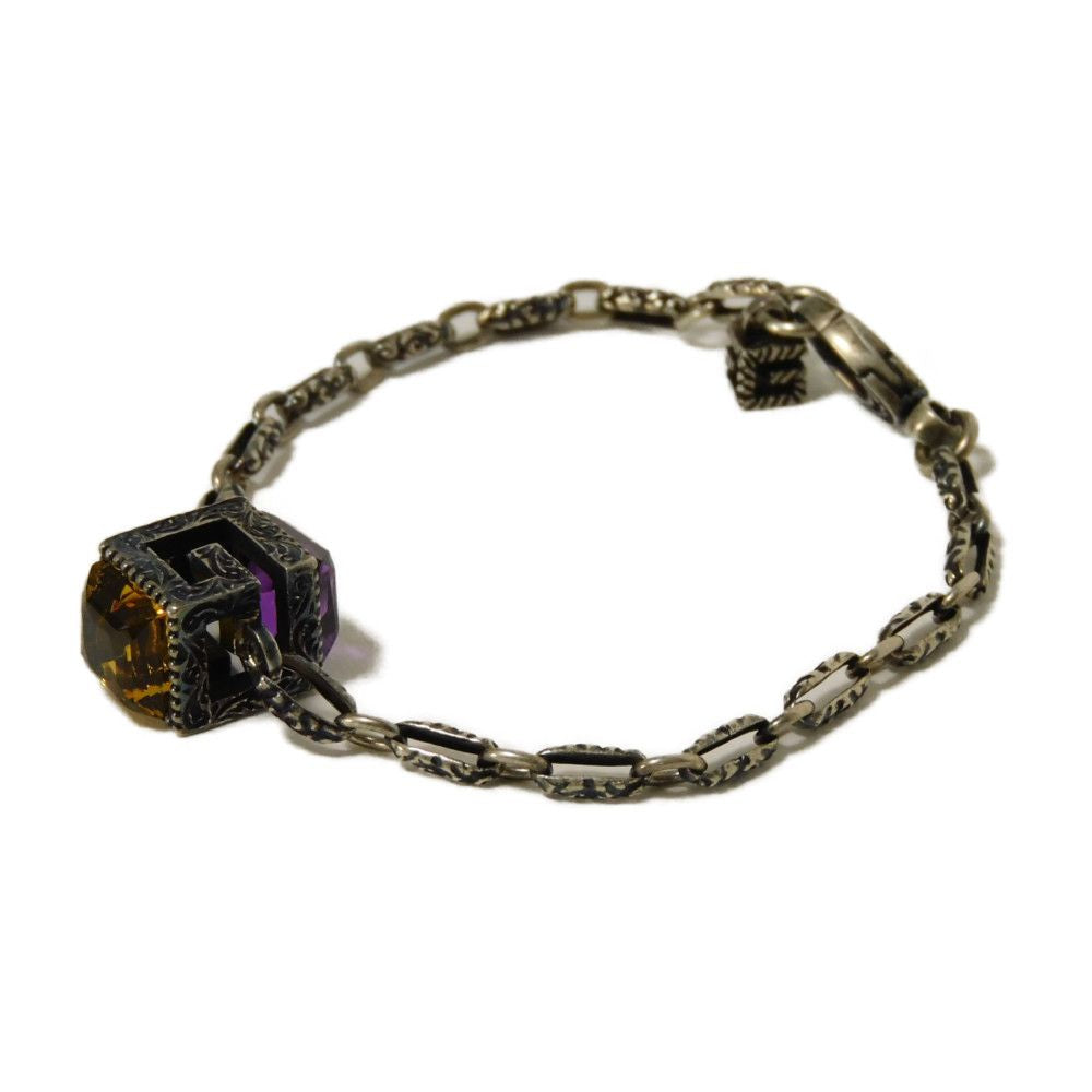GUCCI bracelet 550888 J7863 8192 Ag925 Silver (smoked) Arabesque G Cube Crystal