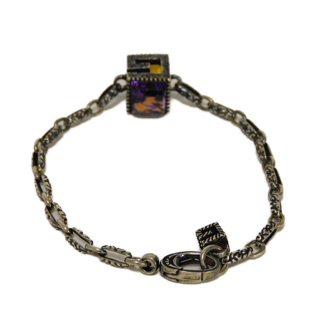 GUCCI bracelet 550888 J7863 8192 Ag925 Silver (smoked) Arabesque G Cube Crystal