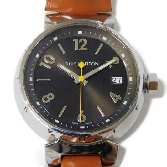 LOUIS VUITTON Watches Quartz Q13114 Stainless steel, leather Brown Tambour Brown dial Women