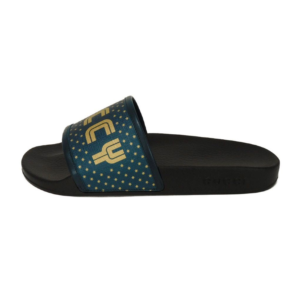 GUCCI Sandals 522023 Supreme canvas (polyurethane coating) x calf leather x rubber Turquoise SEGA Sega logo GUCCY print slides 7