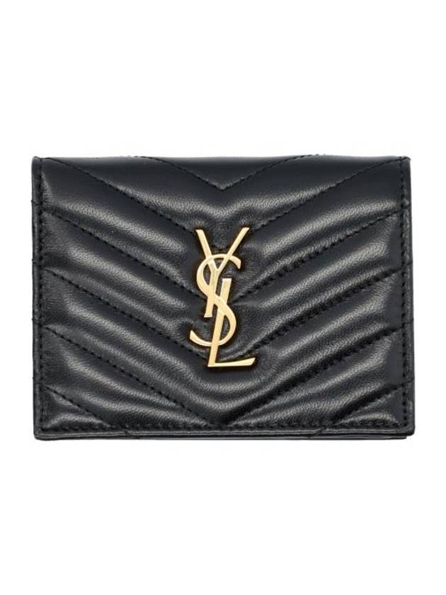 Luxury Saint Laurent Trending 2025 Casandra Matelasse Quilted Lambskin Flap Card Wallet Black
