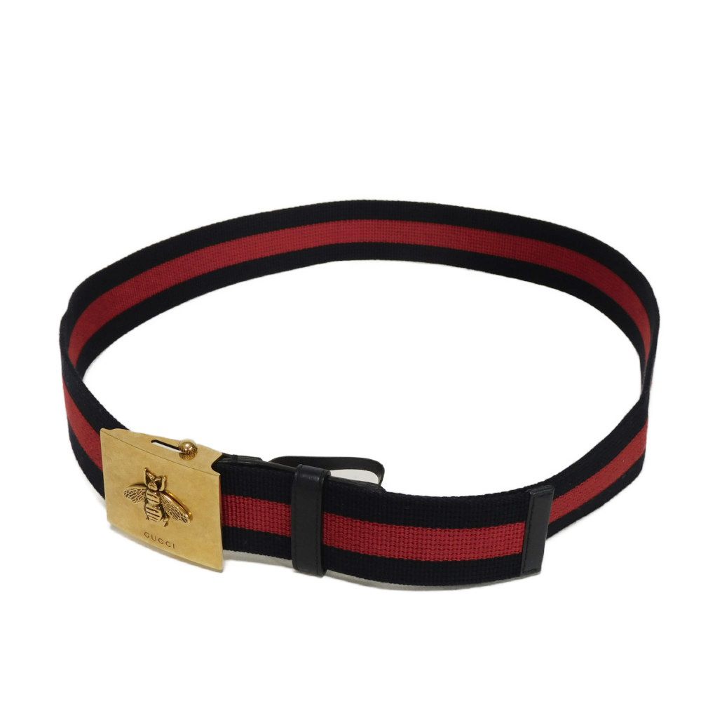 GUCCI belt 429027 H1FIT 8497 cotton Navy logo B-Web Stripe GI Belt, 40mm