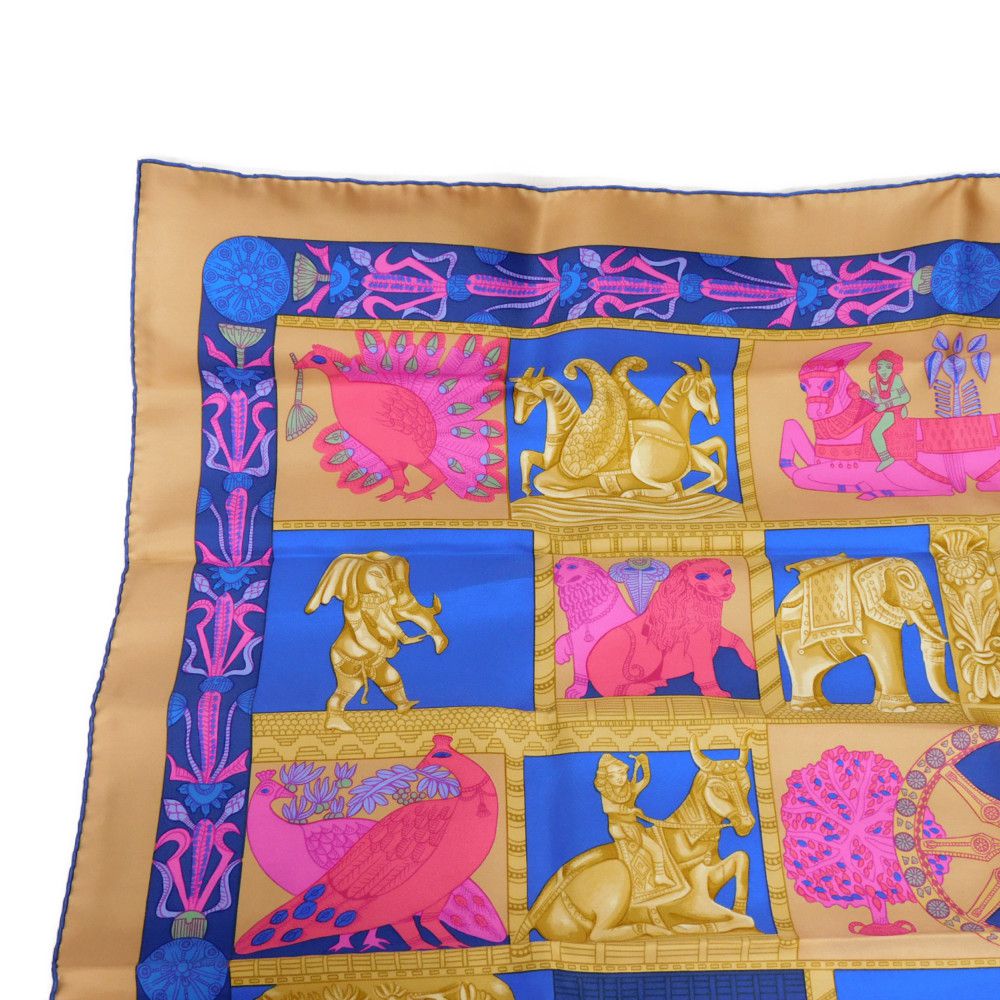 HERMES scarf silk blue tower gate Carre 90