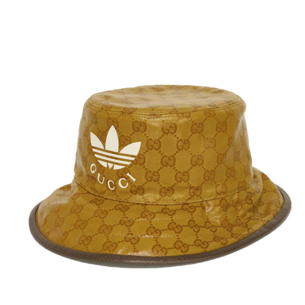 GUCCI hat 696484 4HAP2 7164 GG crystal canvas Brown Adidas GG Crystal Bucket Hat