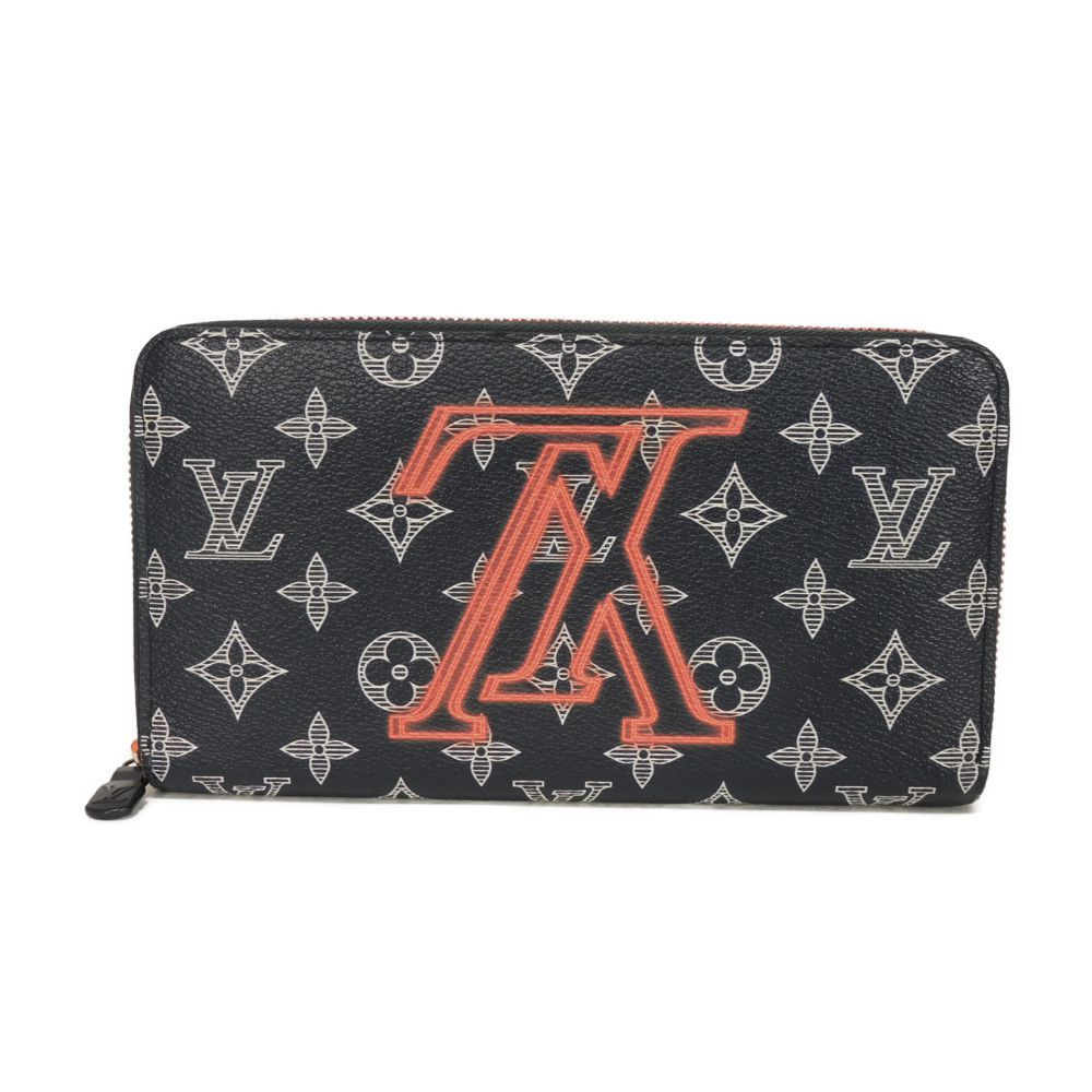 LOUIS VUITTON Long Wallet Purse M62931 Monogram Ink Canvas x Cowhide Leather navy x white x coral pink Monogram ink upside down Zippy Organizer NM