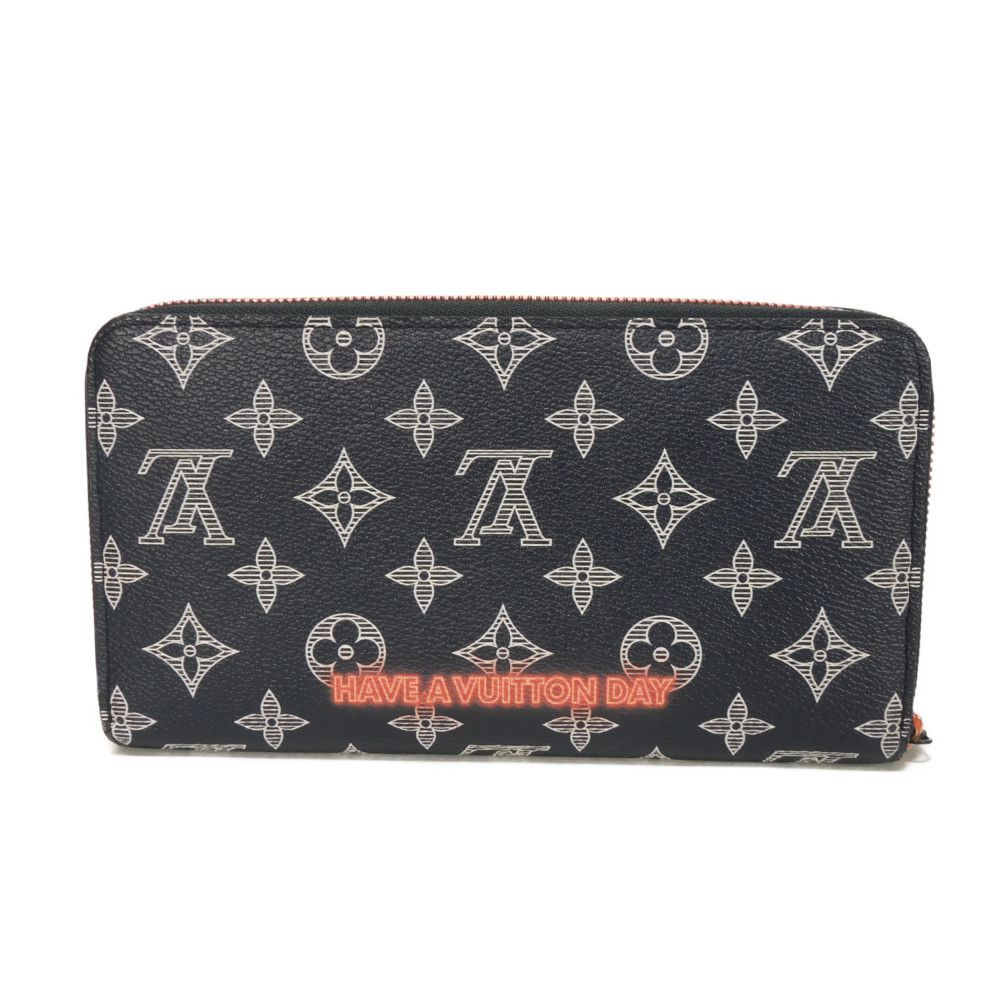 LOUIS VUITTON Long Wallet Purse M62931 Monogram Ink Canvas x Cowhide Leather navy x white x coral pink Monogram ink upside down Zippy Organizer NM