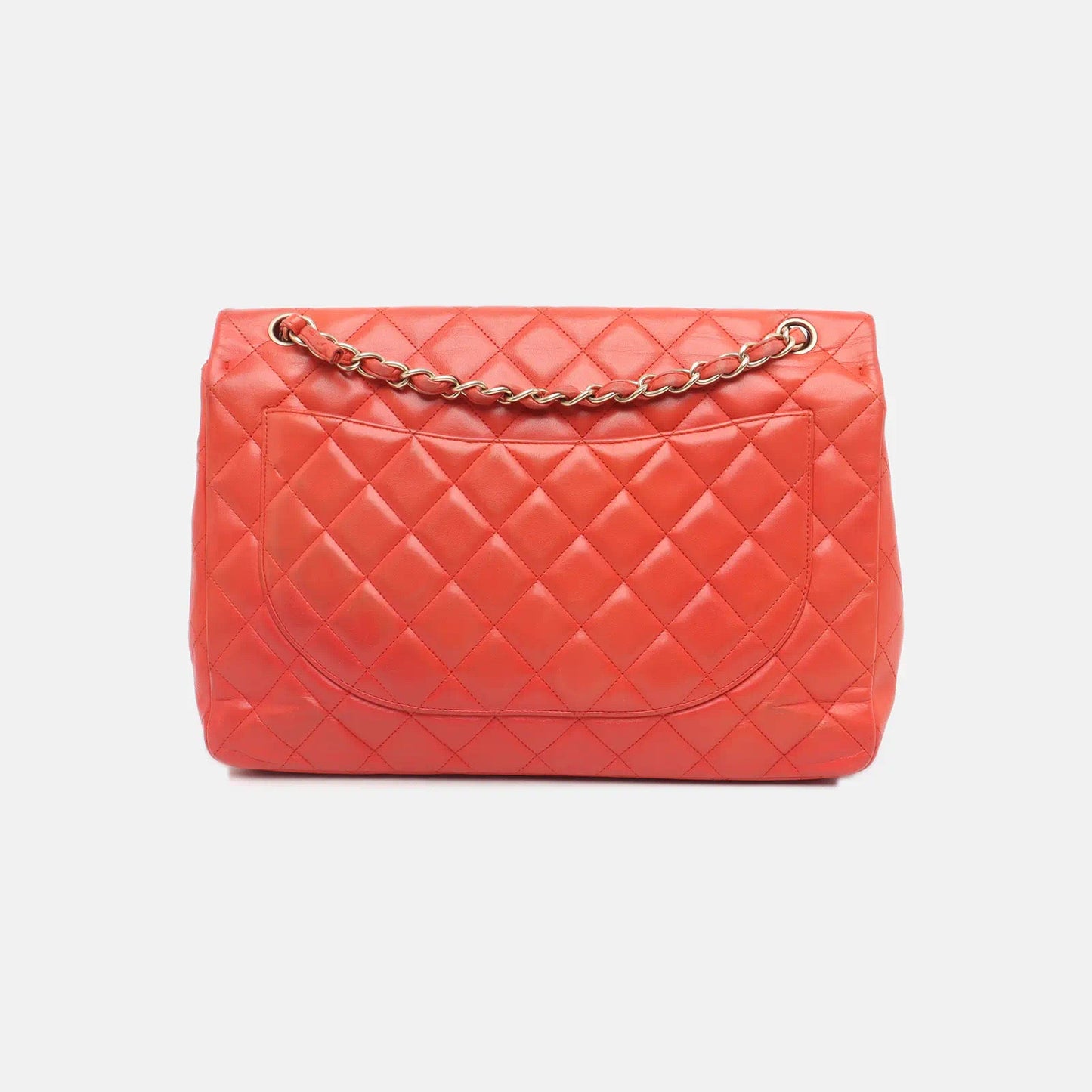 Chanel Classic Flap 2009 Maxi Red Lambskin Leather Gold-tone Hardware