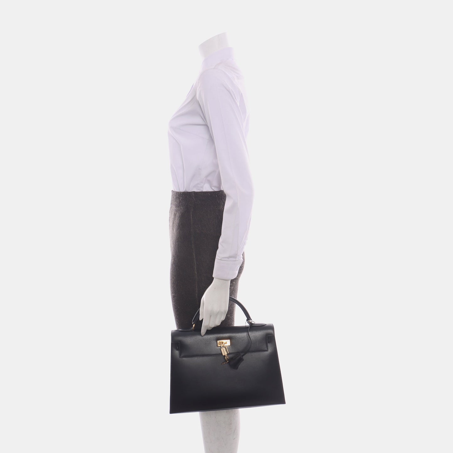 Hermes Kelly 32 Sellier Black Box Leather Gold HW 1993