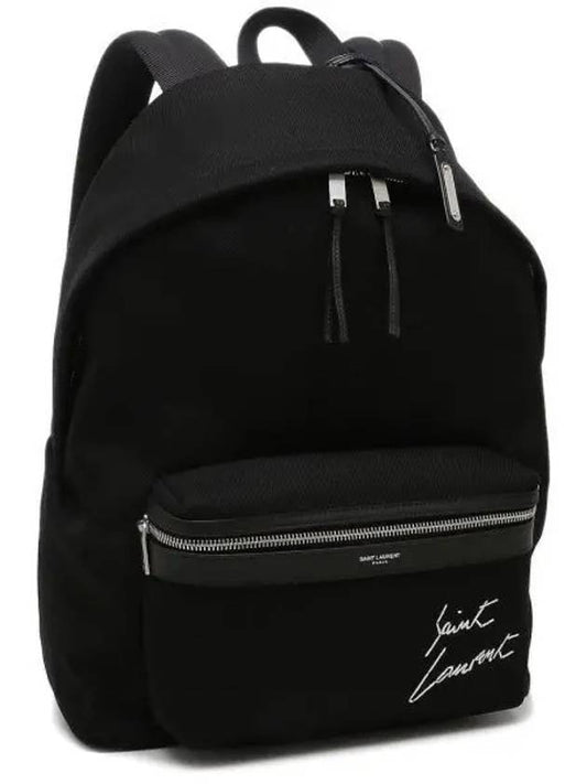 Luxury Saint Laurent Trending 2025 Embroidered City Canvas Backpack Black