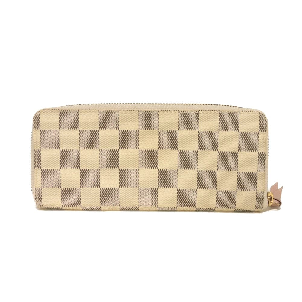 LOUIS VUITTON Long Wallet Purse N61264 Damier Azur canvas x grained leather (embossed) Pink type Damier Azur Portefeuille Clemence