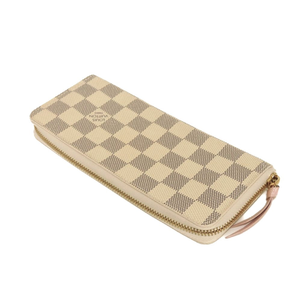 LOUIS VUITTON Long Wallet Purse N61264 Damier Azur canvas x grained leather (embossed) Pink type Damier Azur Portefeuille Clemence