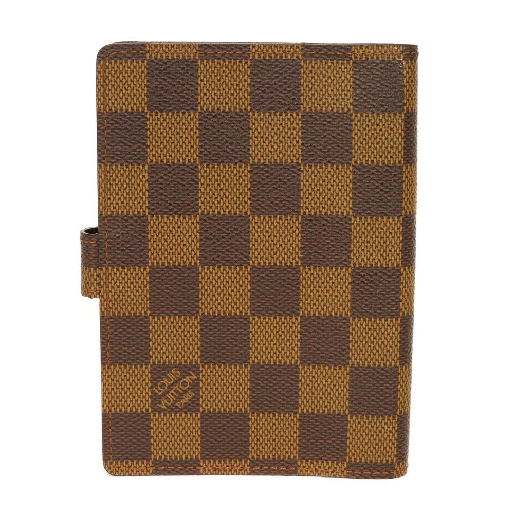 LOUIS VUITTON Notebook cover R20700 Damier canvas x grain leather (embossed) Brown Damier Agenda PM