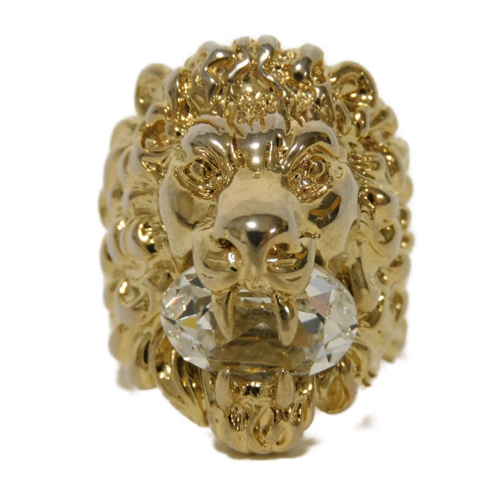 GUCCI Ring 402763 J1D50 8062 Rhinestone clear Crystal Lion Head