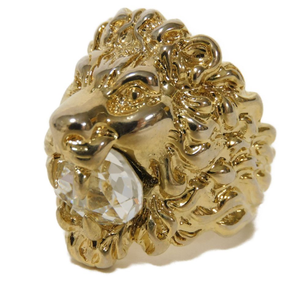GUCCI Ring 402763 J1D50 8062 Rhinestone clear Crystal Lion Head