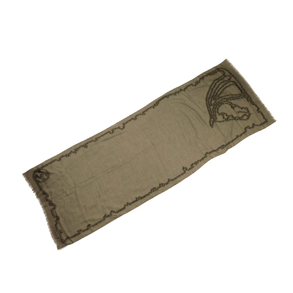 HERMES Stall H694060T Cashmere Brown H logo Cheval Deschenes Rectangle