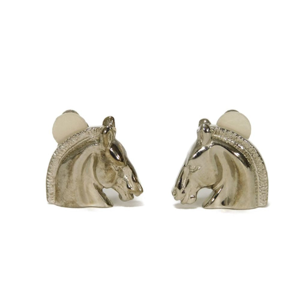 HERMES Earring metal Silver hose Cheval Clip