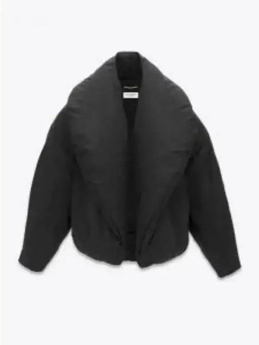 Luxury Saint Laurent Trending 2025 Cropped Puffer Silk Taffeta Jacket Black