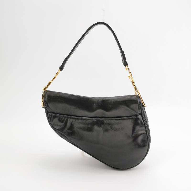 Dior Saddle Vintage 2000 Goatskin Leather Black with Gold Hardware