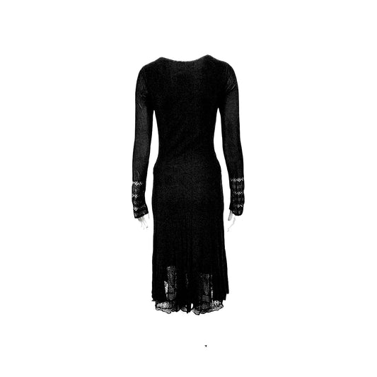 CHANEL 2005 vintage black pointelle long sleeve dress