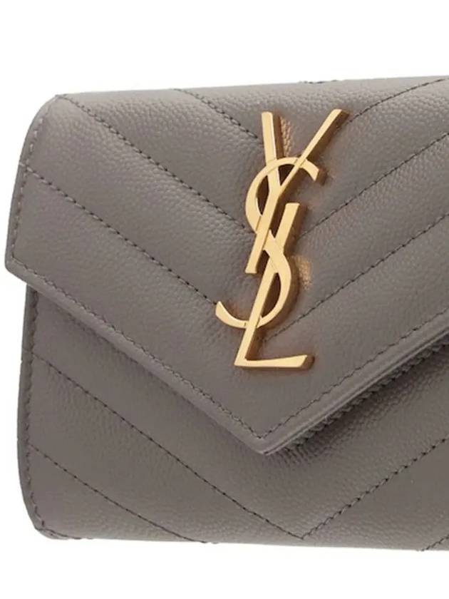 Luxury Saint Laurent Trending 2025 Monogram Envelope Quilting Small Half Wallet Grey