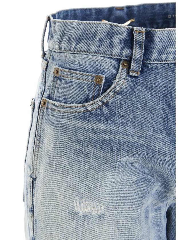 Luxury Saint Laurent Trending 2025 Women's Destroyed Washing Denim Jeans Light Blue