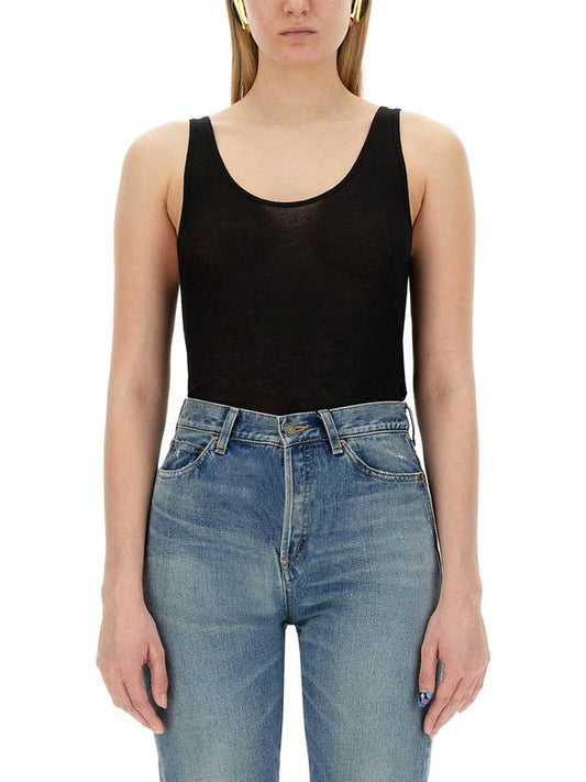 Luxury Saint Laurent Trending 2025 Women's Wool Jersey Sleeveless Black