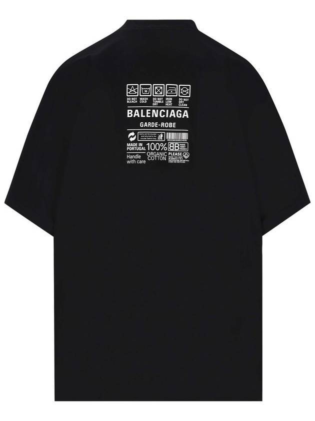 Luxury Balenciaga Trending 2025 Care Label Print Short Sleeve T-Shirt Black