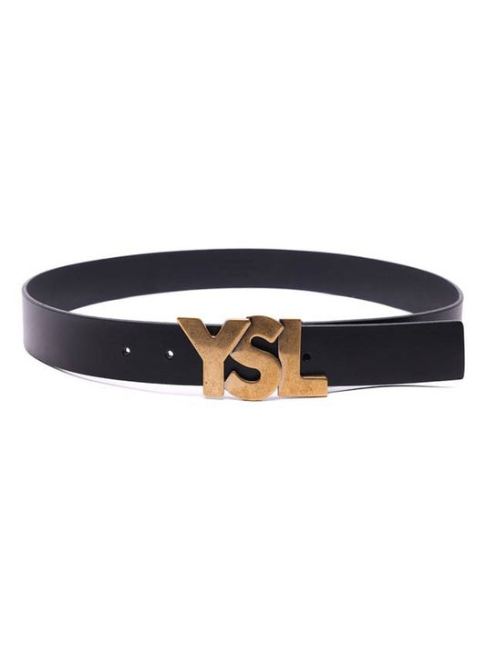 Luxury Saint Laurent Trending 2025 Big Logo Leather Belt Black