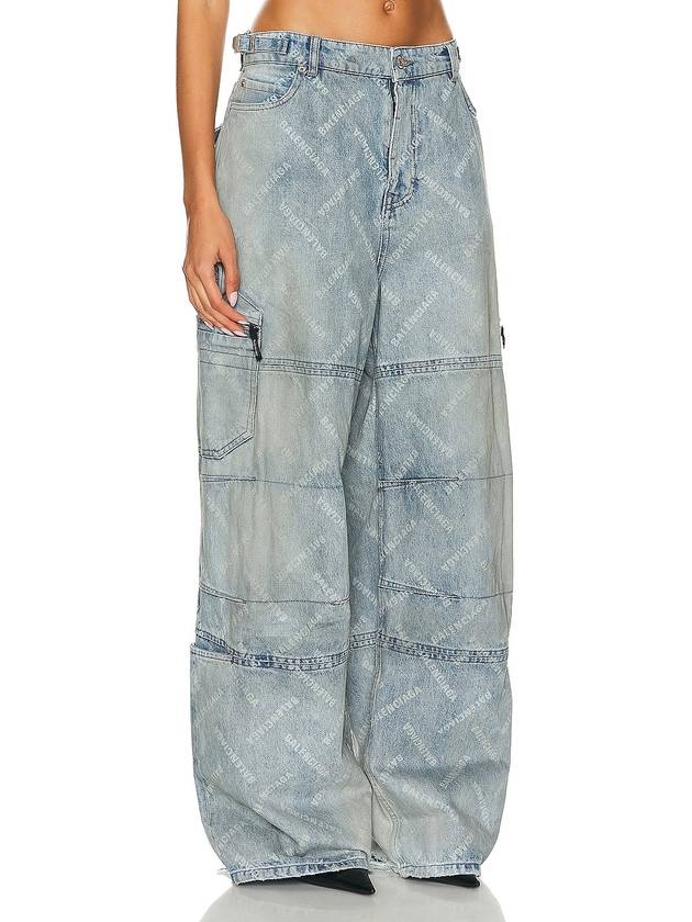 Luxury Balenciaga Trending 2025 Bal Diagonal Allover Cargo Wide Jeans Blue