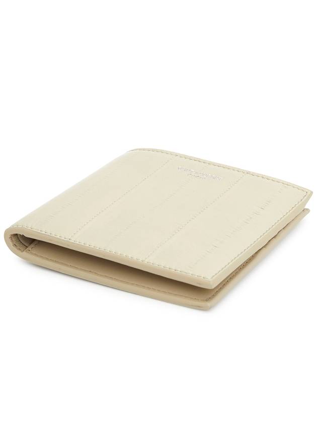 Luxury Saint Laurent Trending 2025 Texture Leather Half Wallet Beige