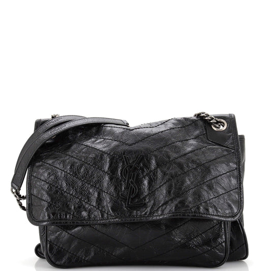 Luxury Saint Laurent Trending 2025 Niki Chain Flap Bag Matelasse Chevron Leather Large
