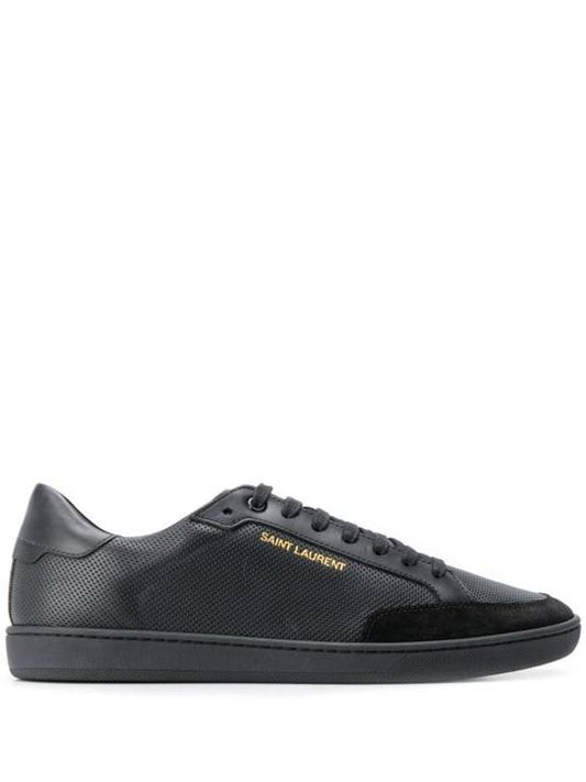 Luxury Saint Laurent Trending 2025 Court Classic Perforated Leather Low Top Sneakers Black